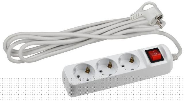 Удлинитель 3х3м с заземл. 10А IP20 UX-3es-3m ПВС 3х0.75 с выкл. Эра Б0035751