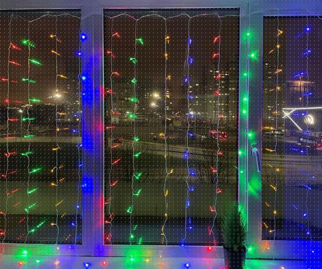 Гирлянда светодиодная "Дождь/Занавес" 1.8мх1.5м 156LED 8 режимов 220В IP20 мультиколор ЭРА Б0041900