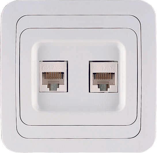 Розетка компьютерная 2-м СП Mimoza 16А IP20 кат.5 бел. Makel 12036