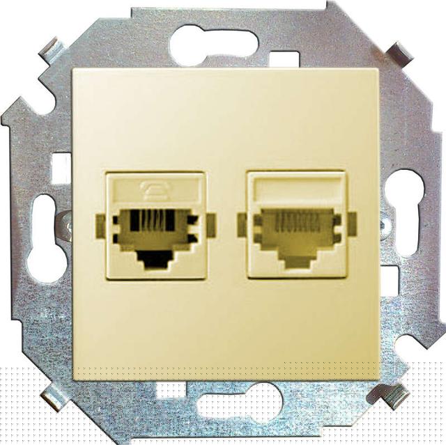 Розетка компьютерная 2-м СП Simon 15 RJ45 кат.5E Systimax механизм сл. кость Simon 1591593-031