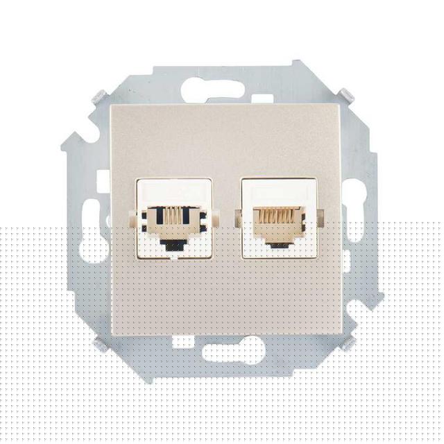 Розетка компьютерная 2-м Simon 15 RJ45 кат.5E Systimax механизм шампань Simon 1591593-034
