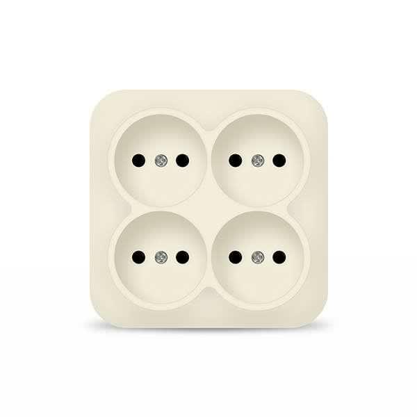 Розетка 4-м ОП 10А IP20 квадрат. без заземл. сл. кость IONICH 1453