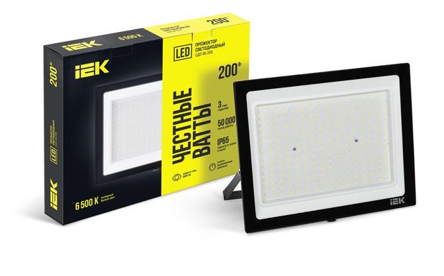 Прожектор светодиодный СДО 06-200 6500К IP65 черн. IEK LPDO601-200-65-K02