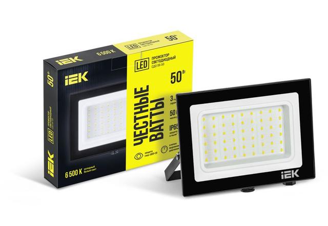 Прожектор светодиодный СДО 06-50 6500К IP65 черн. IEK LPDO601-50-65-K02